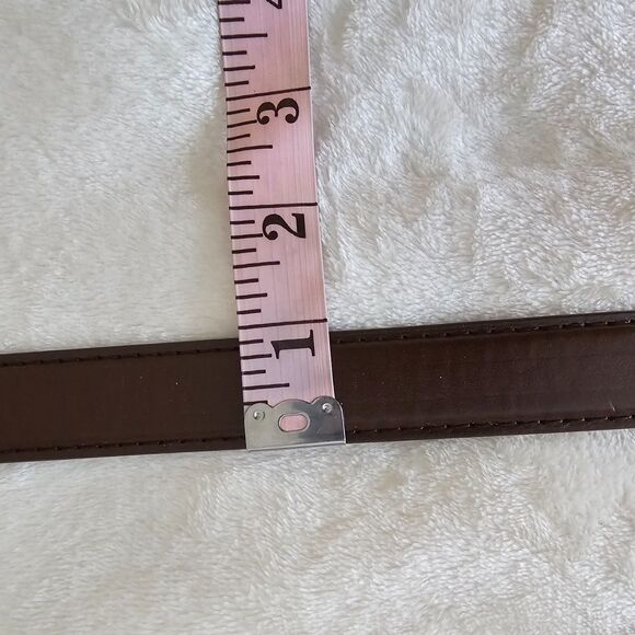 Women's XL Skinny Brown Faux Leather Belt with Silver Buckle - Picture 2 of 7